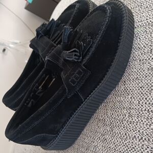 T.U.K Black Suede Loafers with Tassels